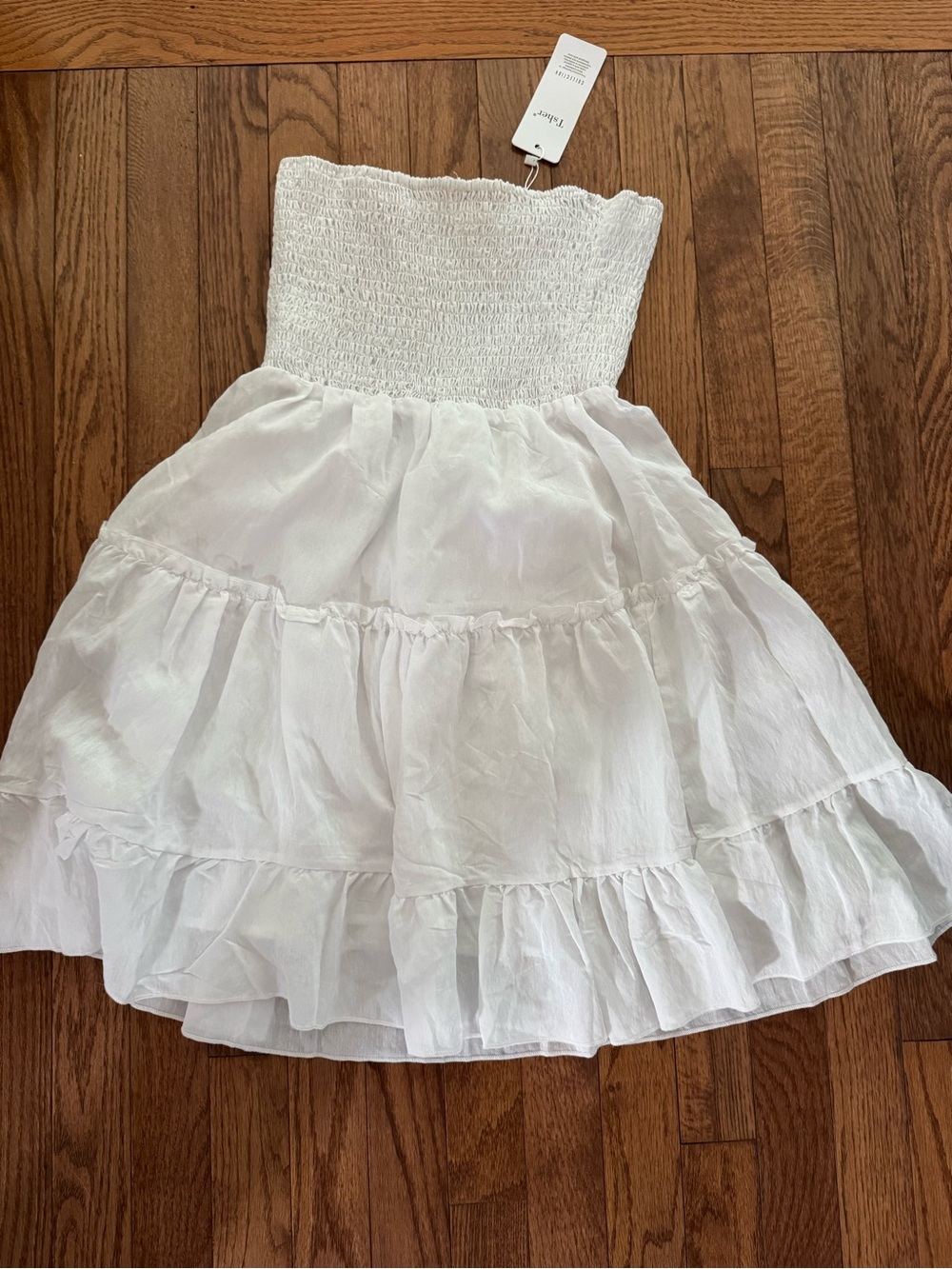 White Strapless Sundress - Lightweight Smocked Bodice